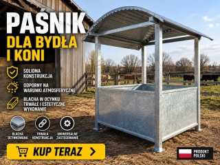 Paśnik dla koni na belę siana 150x150x270 cm z dachem – OCYNKOWANE