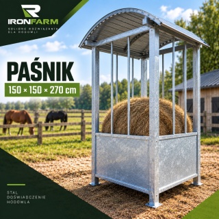 Paśnik dla koni na belę siana 150x150x270 cm z dachem – OCYNKOWANE