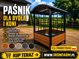 Paśnik dla koni na belę siana 150x150x270cm z dachem – deski kompozytowe