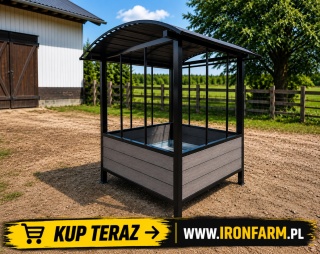 Paśnik dla koni na belę siana 150x150x270cm z dachem – deski kompozytowe