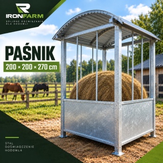 Paśnik dla koni na belę siana 200x200x270 cm z dachem – OCYNKOWANE