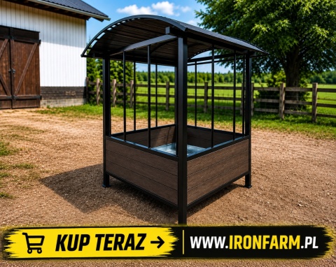Paśnik dla koni na belę siana 200x200x220 cm z dachem – deski kompozytowe